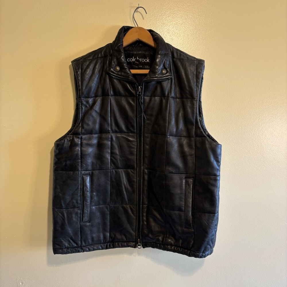 Colebrook Black Leather Vest